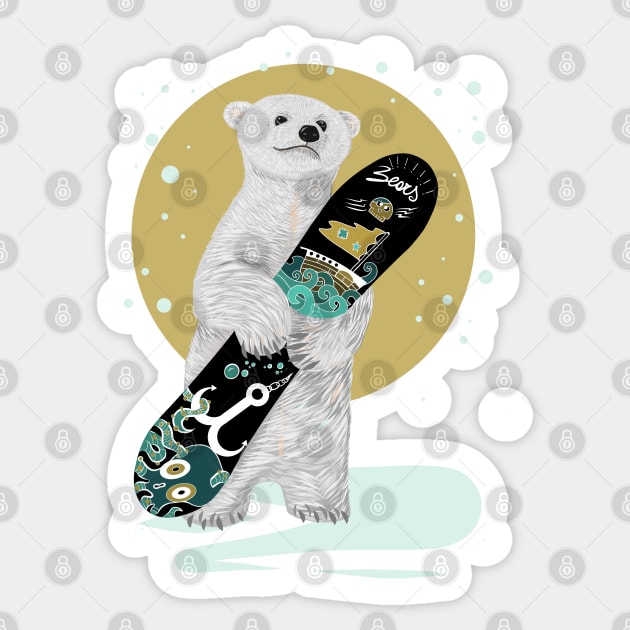 SNOWBOARDER POLAR BEAR Sticker by tizicav